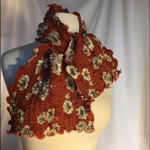 Rust floral crinkled scarf  . Fun piece! 14”x 45”